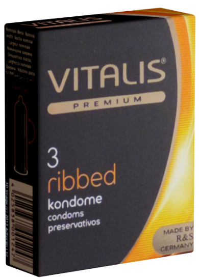 VITALIS Premium Single: Ribbed, 3 condoms