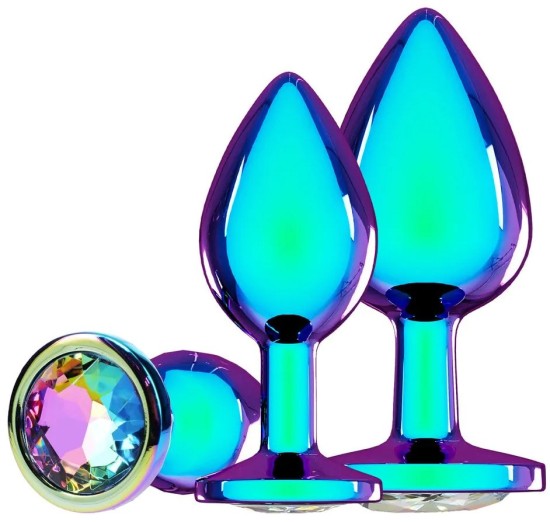 Ouch! Venice Collection Metal Anal Plug Set Iridescent sada 3 kovových análních kolíků