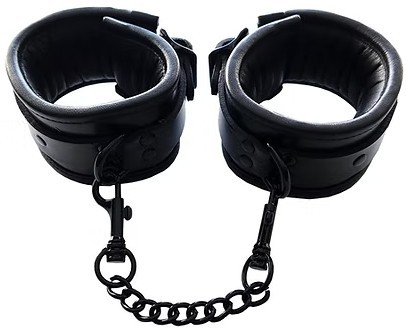 ROUGE Leather Padded Ankle Cuffs Black with Black Accessories
