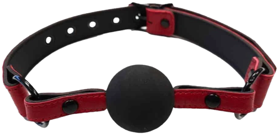 ROUGE Leather Ball Gag Burgundy with Black Accessories