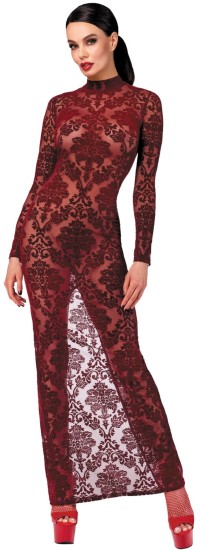 Noir Handmade F383 Kink Royal Gown Long Dress Burgundy, M (40-42)