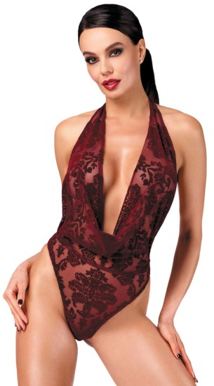 Noir Handmade F386 Kink Royal Cascade Bodysuit Burgundy, XXXL