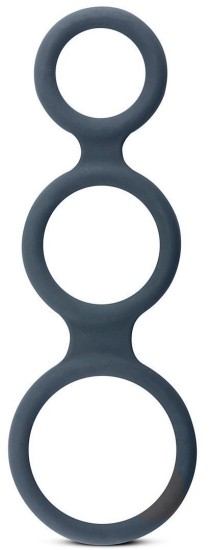 Boners TRIPLE COCK RING - Flexibilní erekční kroužek šedý
