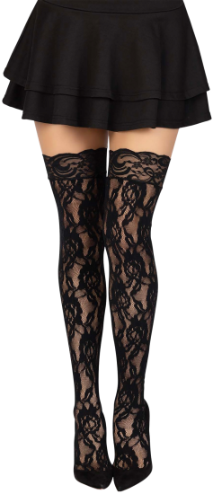 Leg Avenue Rose Lace Stockings 9762 - Samodržící punčochy