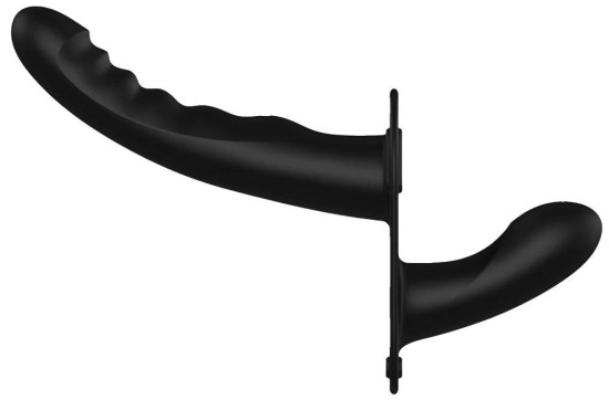 Shots Ouch! Dual Vibrating Silicone Ribbed Strap On