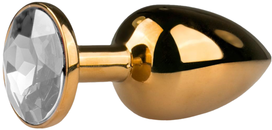 Easytoys Metal No.1 anální dildo s bílým kuželem zlaté 2,5 cm