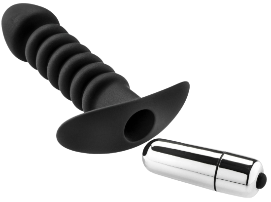 ZENN Premium Ribbed Butt Plug with Strong Vibrating Bullet
