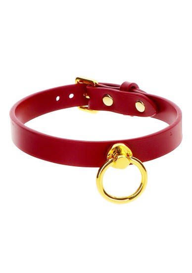 Taboom Bondage in Luxury O Ring Collar Red