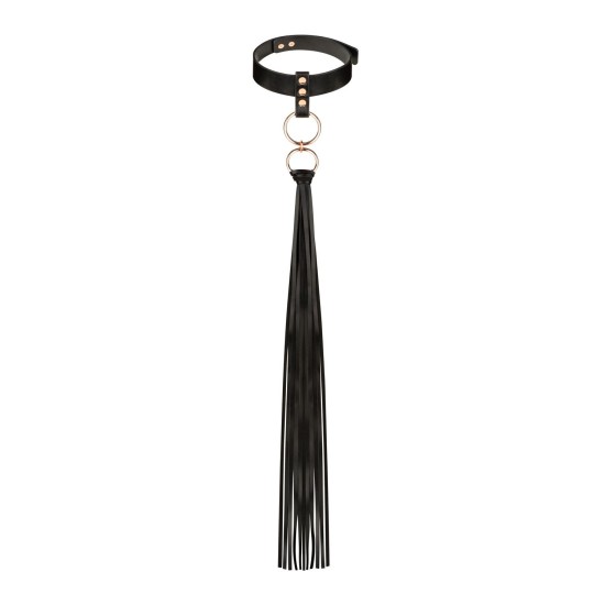 Rosy Gold Collar with Flogger Black