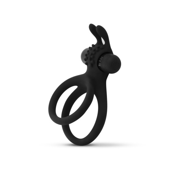 Easytoys Share Ring - vibrační kroužek na penis a varlata černý