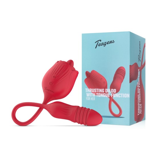 Teazers Thrusting Dildo with Tongue Function přirážecí a stimulátor klitorisu