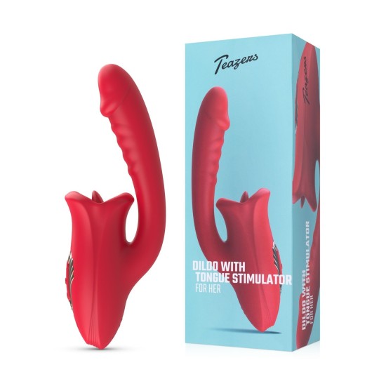 Teazers Dildo with Clitoris Stimulator Red