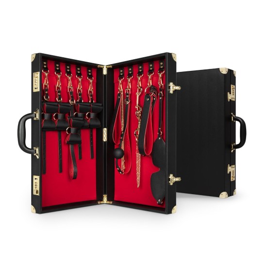 Bedroom Fantasies Bondage Suitcase PU Leather 11 kusů pokročilá bdsm sada