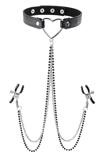 Sportsheets SM AMOR COLLAR WITH NIPPLE JEWELRY