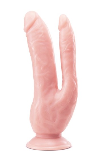 Dr. Skin 8 přírodní dvojité dildo s přísavkou