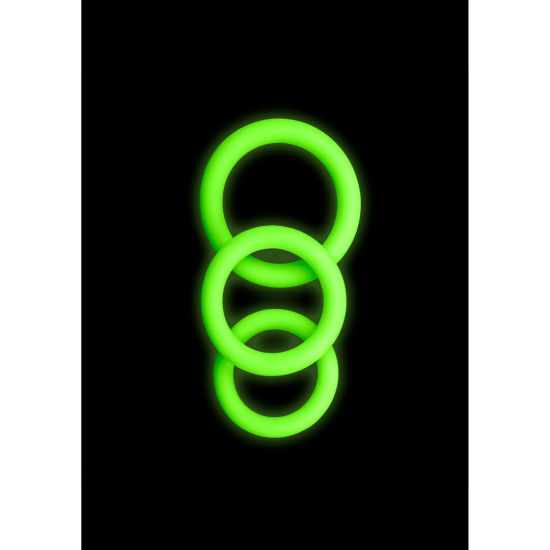 Ouch! Glow in the Dark 3 pcs Cock Ring Set