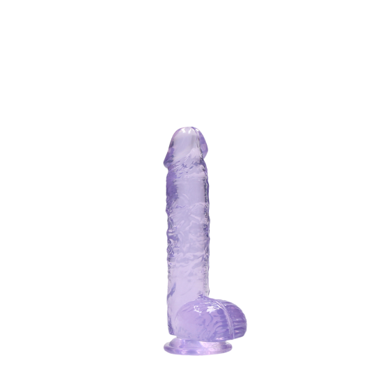 REALROCK průhledné realistické dildo fialové 15cm