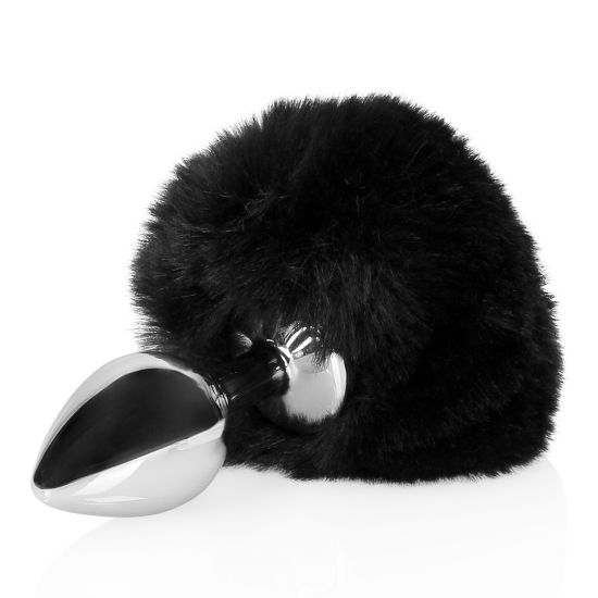 Ouch! Bunny Tail with Metal Butt Plug Black