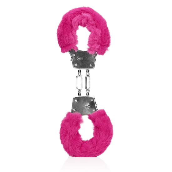 OUCH! Furry Metal Hand Cuffs - Pink