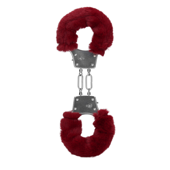 Ouch! by Shots Furry Metal Hand Cuffs - Red