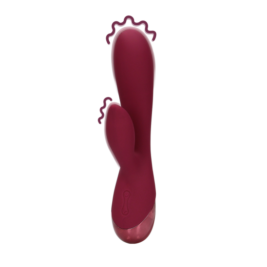Shots Loveline Smooth Silicone Rabbit Dark Cherry silikonový na bod G a klitoris 19,2 x 3,6 cm