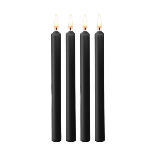 Shots Ouch! Teasing Wax Candles 4 Pack Black, 4 dlouhé svíčky s nižší tavnou teplotou