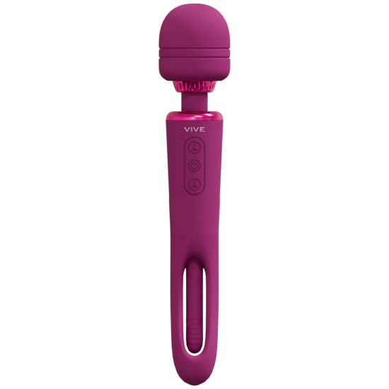 Vive Kiku Rechargeable Double Ended Wand with Innovative G Spot Flapping Stimulator Pink