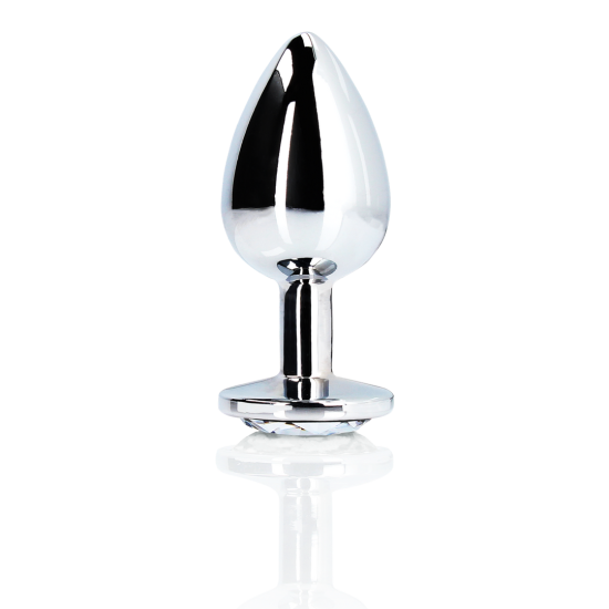 OUCH! Round Gem Butt Plug - Medium - Silver/Diamond