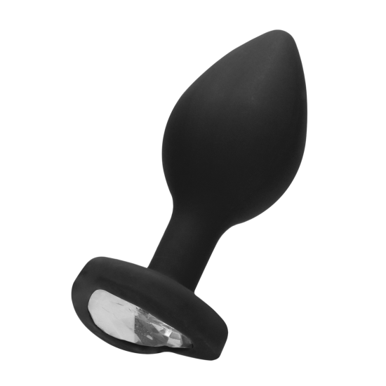 Ouch! Diamond Heart Butt Plug Regular Black Černý anální kolík s diamantem černé