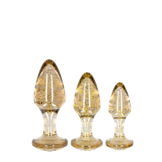 Ouch! Acrylic Goldchip Butt Plug Set Gold - sada análních kolíků Žlutý