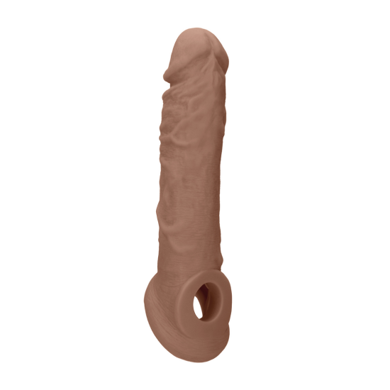 RealRock návlek na penis 21cm - tmavě přírodní
