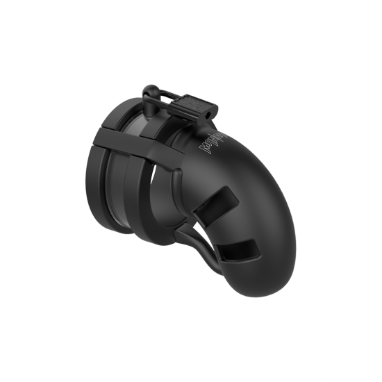 Shots ManCage Model 18 Chastity 3.5" Silicone Cage Ballsplitter Black