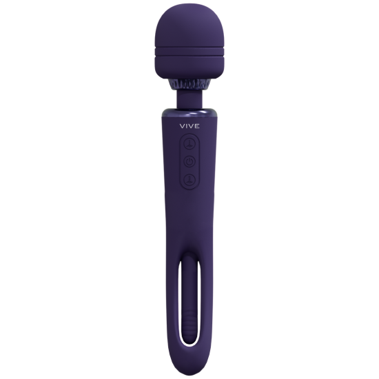 Vive Kiku Rechargeable Double Ended Wand with Innovative G-Spot Flapping Stimulator Purple