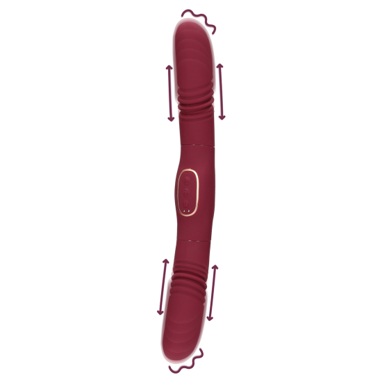 Shots Loveline Double Sided Thrusting Merlot Grape silikonový přirážecí 33 x 3,6 cm