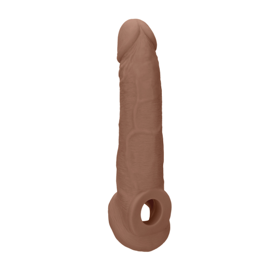 RealRock Rukáv na Penis 9 - návlek 21,5 cm - tmavý přírodní