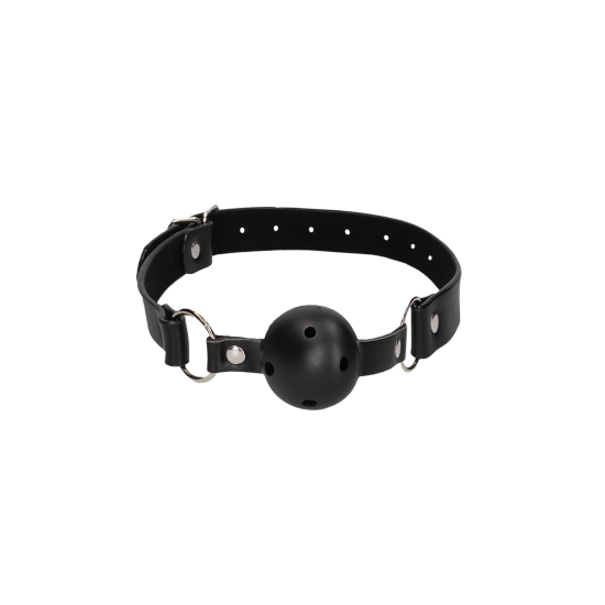 Shots Ouch! Black & White Breathable Ball Gag, roubík s otvory pro dýchání