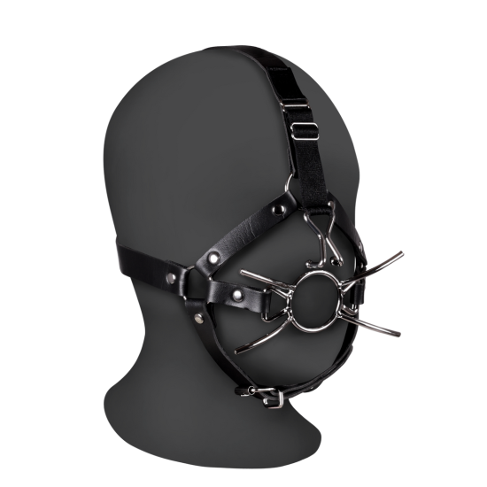 Ouch! Xtreme Head Harness with Spider Gag and Nose Hooks Black