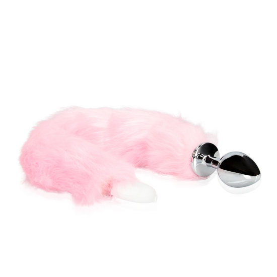 Ouch! Light-up Fox Tail with Metal Butt Plug Pink