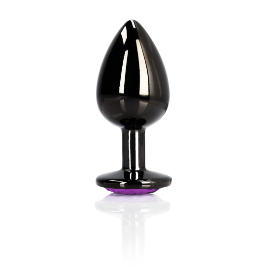 OUCH! Heart Gem Butt Plug - Large - Gunmetal/Amethyst Purple