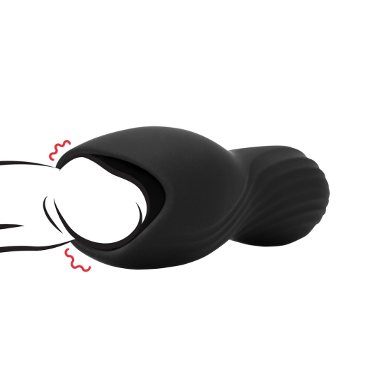 Shots Loveline Vibrating Masturbator Licorice Black - vibrační silikonový masturbátor