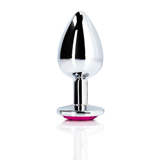OUCH! Heart Gem Butt Plug - Large - Silver/Rubellite Pink