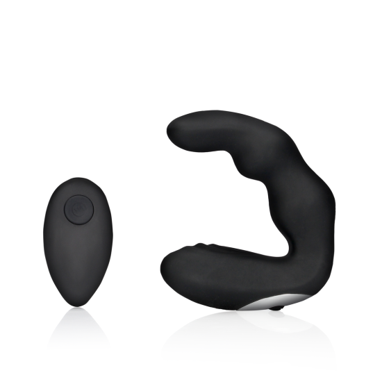Shots Ouch! Bent Vibrating Prostate Massager with Remote Control Black silikonový vibrátor na prostatu s dálkovým ovládáním 10,4 x 3,4 cm