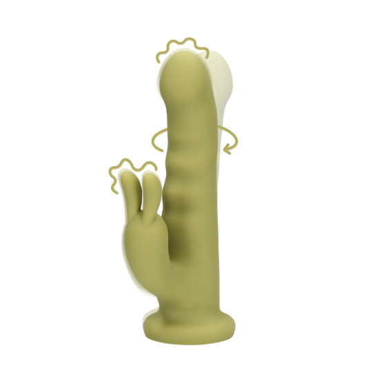 Loveline by Shots Ultra Soft Silicone Rotating Rabbit Vibrator - Spring Sage
