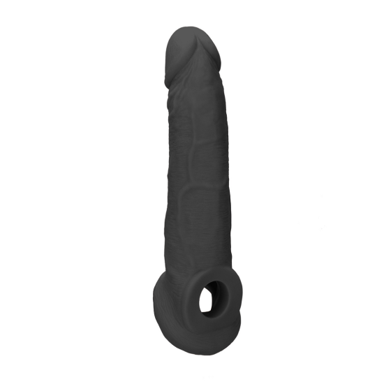 RealRock Návlek na penis Penis Sleeve 9″ černý, návlek na penis 21,5 x 4,1–4,6 cm