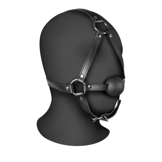 Ouch! Xtreme Head Harness with Solid Ball Gag Black
