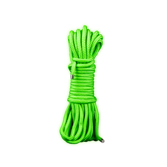 Ouch! Glow in the Dark Rope 10m/32,8ft – 16 strings, provaz pro bondage z polypropylenu