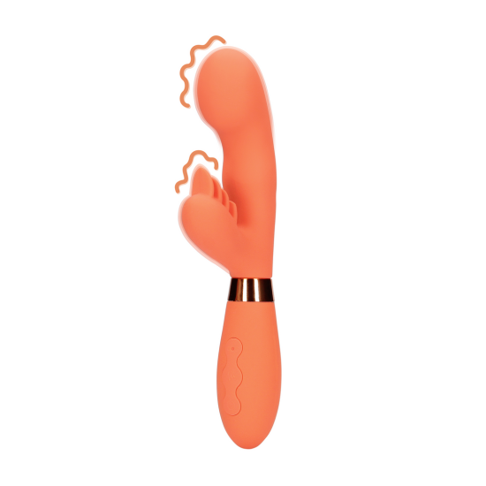 Shots Loveline Silicone Rabbit with Ribbed Clitoral Stimulator Glazed Carrots silikonový na bod G a klitoris 20,7 x 3,8 cm