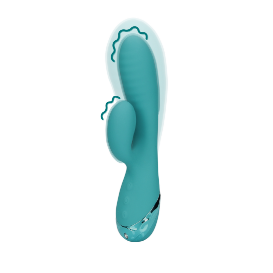 Shots Loveline Inflatable Rabbit Vibrator Peacock Blue nafukovací na bod G a klitoris 19 x 3,4 - 4,5 cm