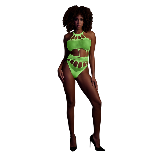 Ouch! Glow in the Dark Body with Grecian Neckline Neon Green