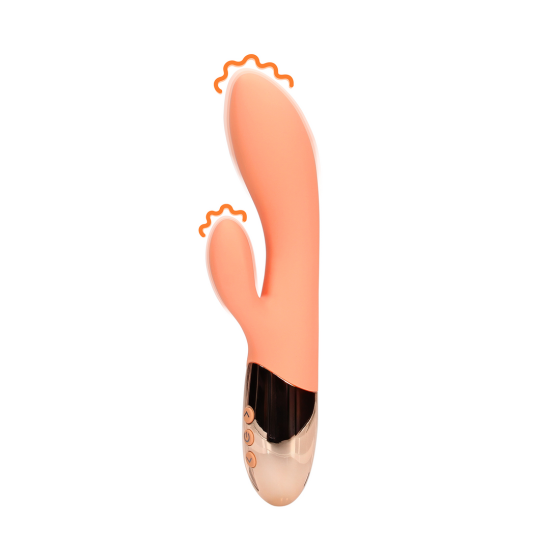 LOVELINE Ultra Soft Silicone Rabbit Vibrator - Ceramic Peach